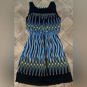 Enfocus Studio Black and Blue Striped Dress